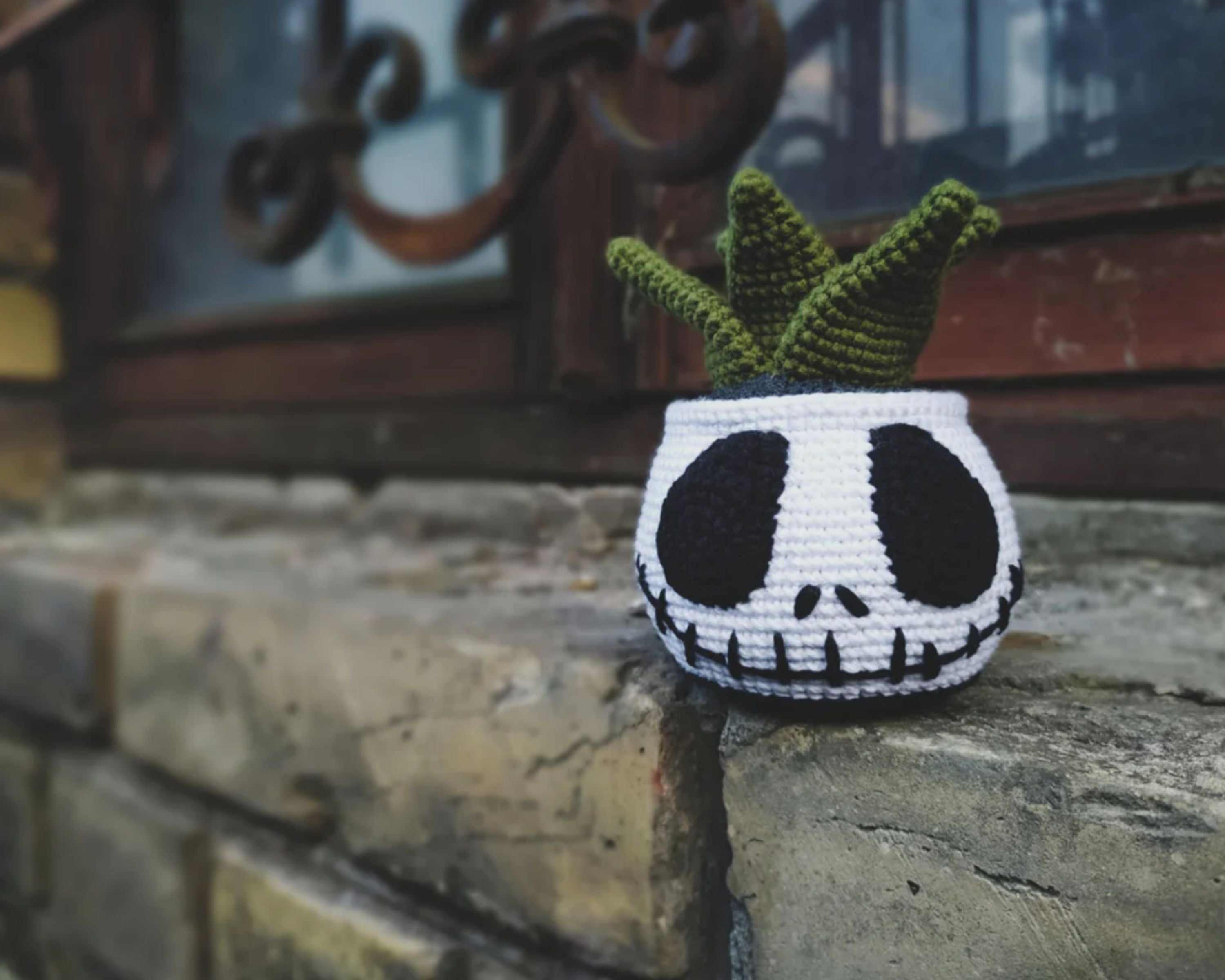 Halloween Crochet PATTERN Set 3 in 1, Pumpkin and Skull Succulents PDF Digital Download