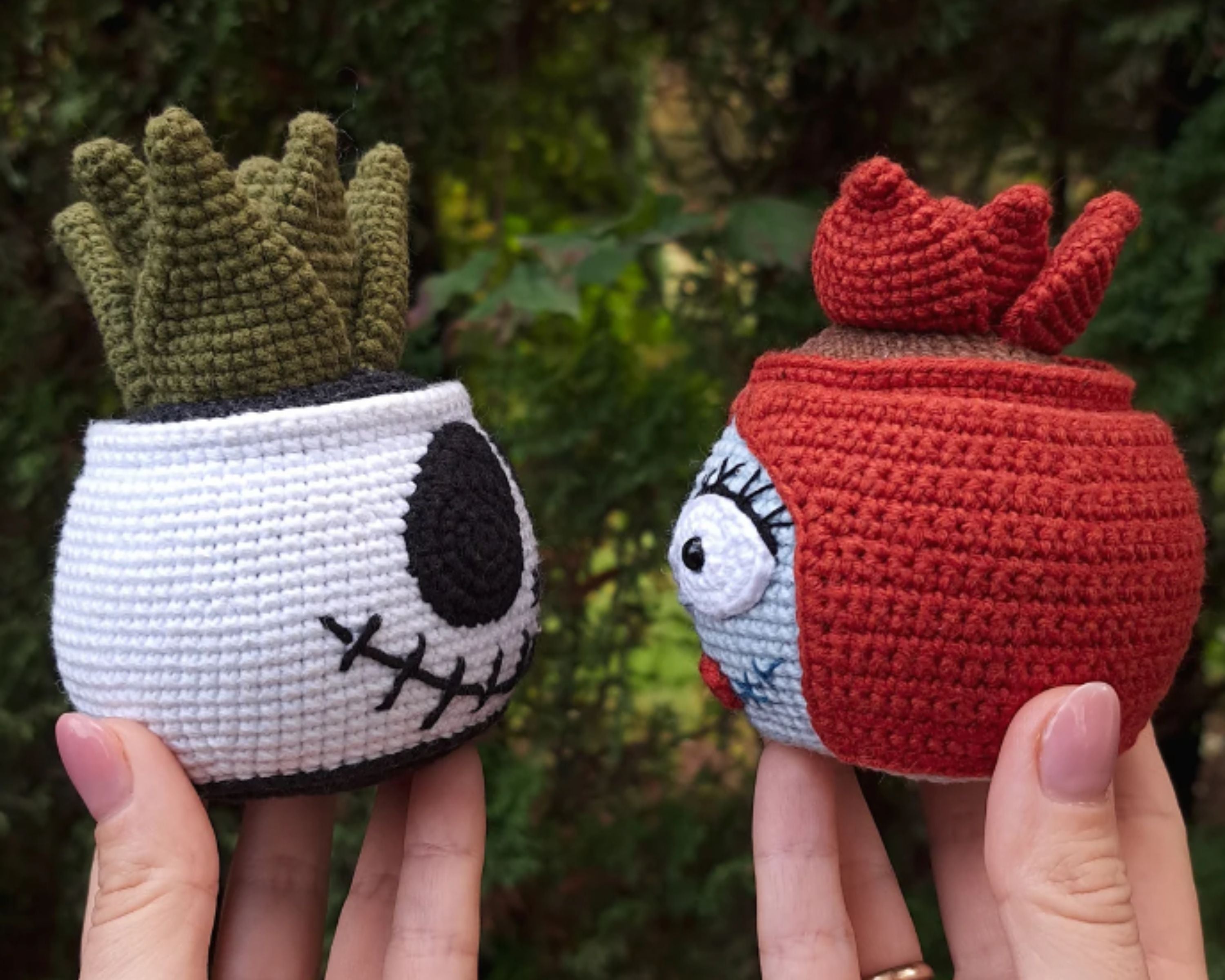 Halloween Crochet PATTERN Set 3 in 1, Pumpkin and Skull Succulents PDF Digital Download