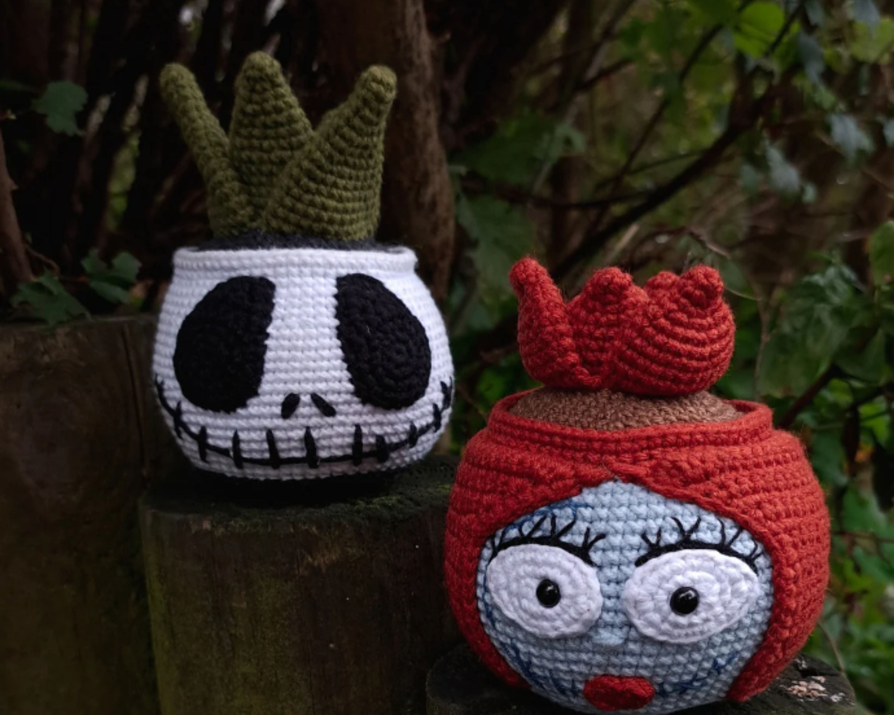 Halloween Crochet PATTERN Set 3 in 1, Pumpkin and Skull Succulents PDF Digital Download