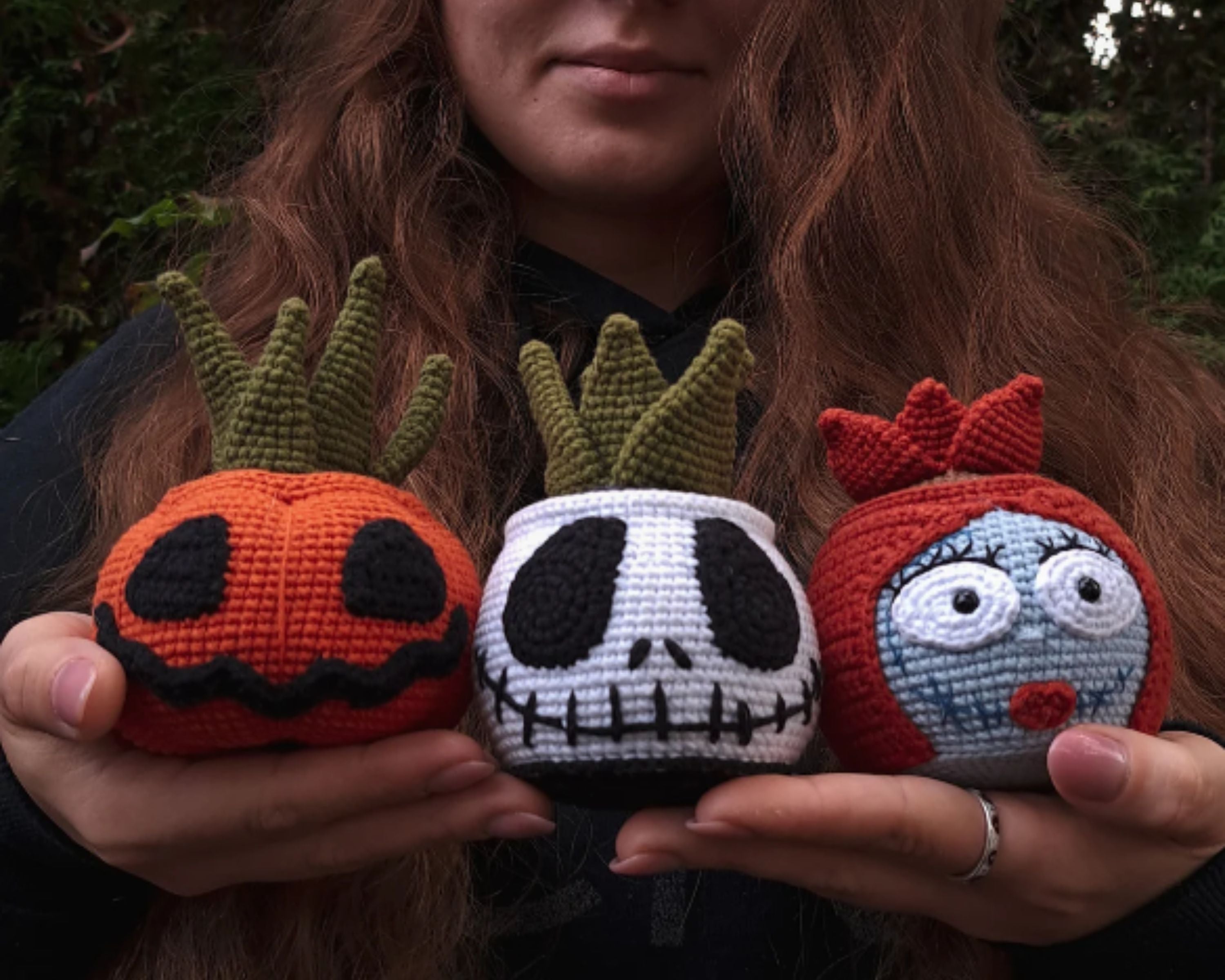 Halloween Crochet PATTERN Set 3 in 1, Pumpkin and Skull Succulents PDF Digital Download