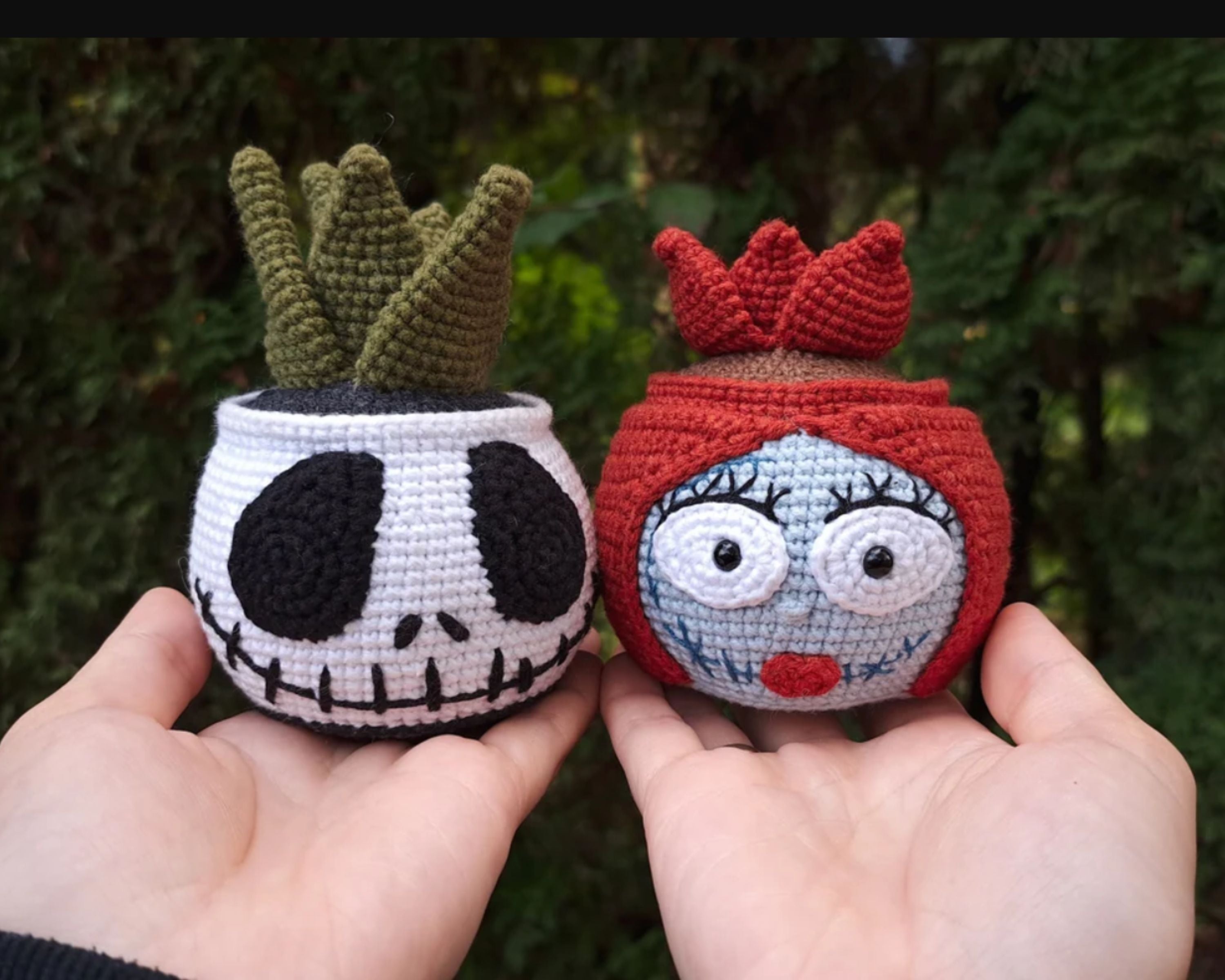 Halloween Crochet PATTERN Set 3 in 1, Pumpkin and Skull Succulents PDF Digital Download