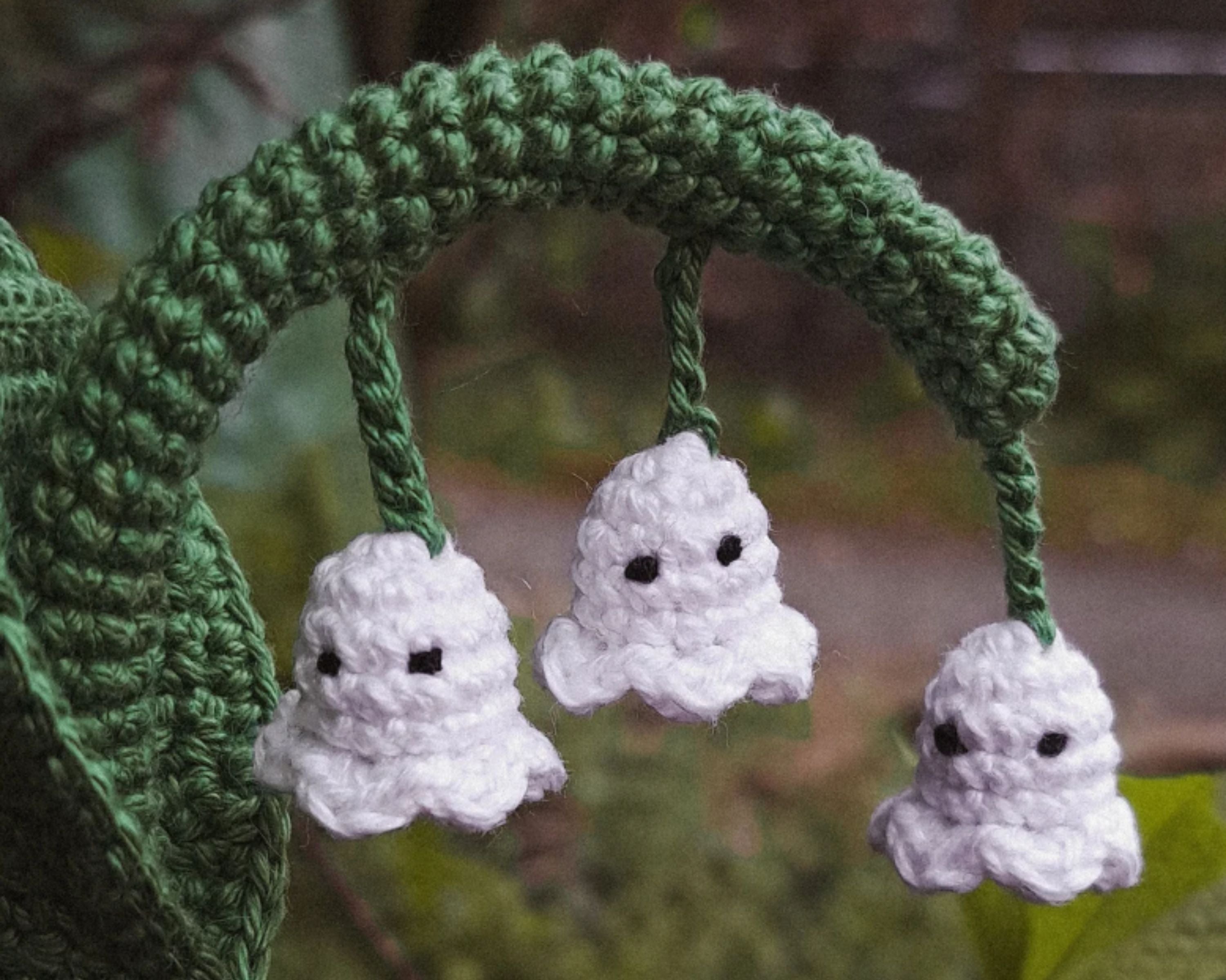 Crochet flower PATTERN Lily of the Valley, Halloween wee Ghost flower decoration PDF Digital Download