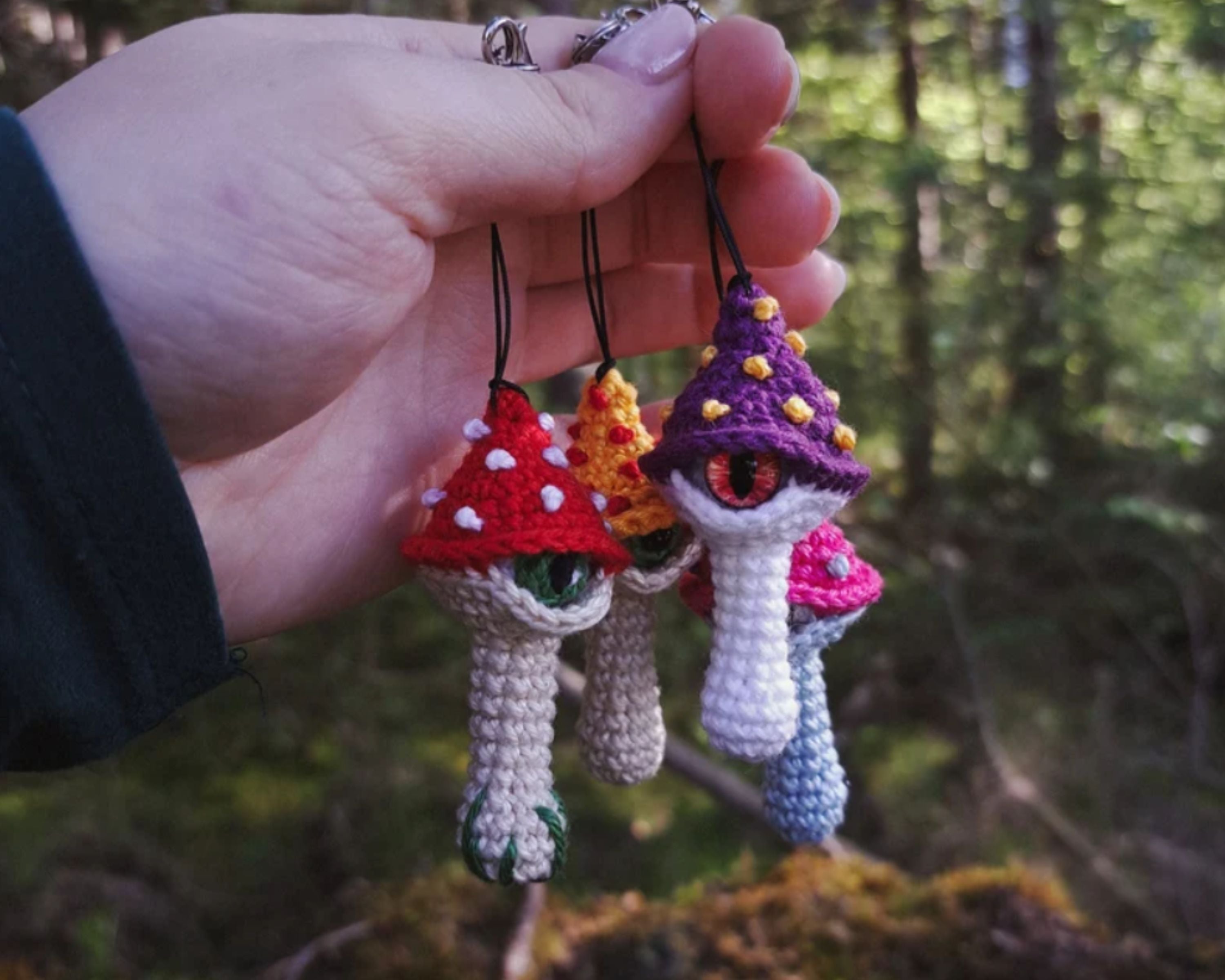 Crochet mushroom PATTERN-Halloween Spooky Keychain PDF Digital Download